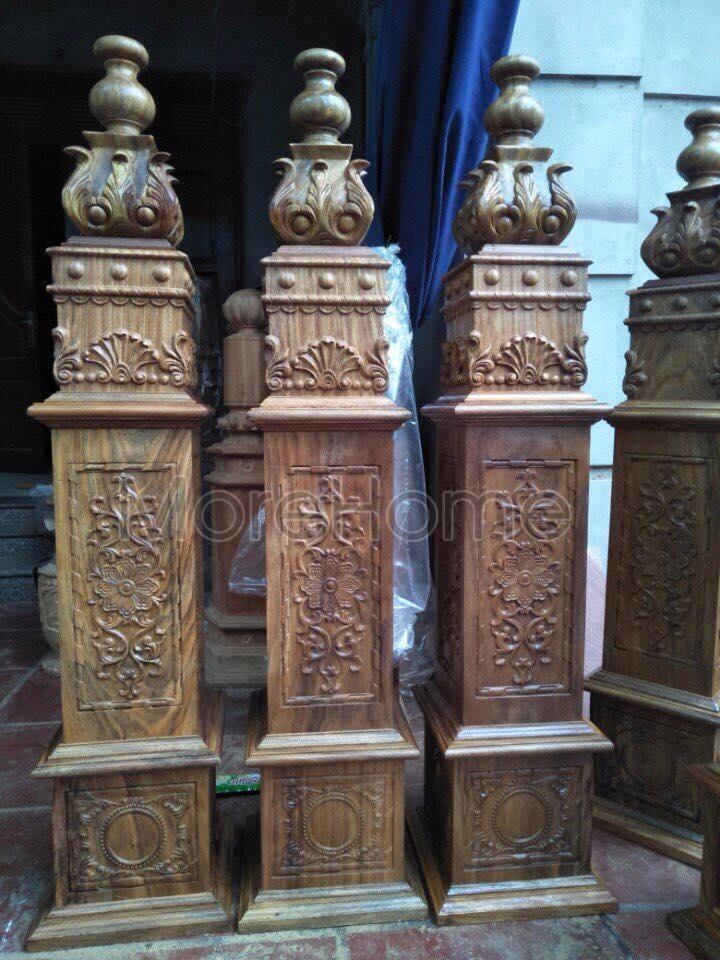 Trụ cầu thang gỗ vuông Lim Nam Phi MH